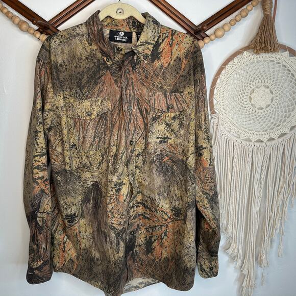 Mossy Oak Brush Camo Camouflage Long Sleeve Button Down - Picture 1 of 5